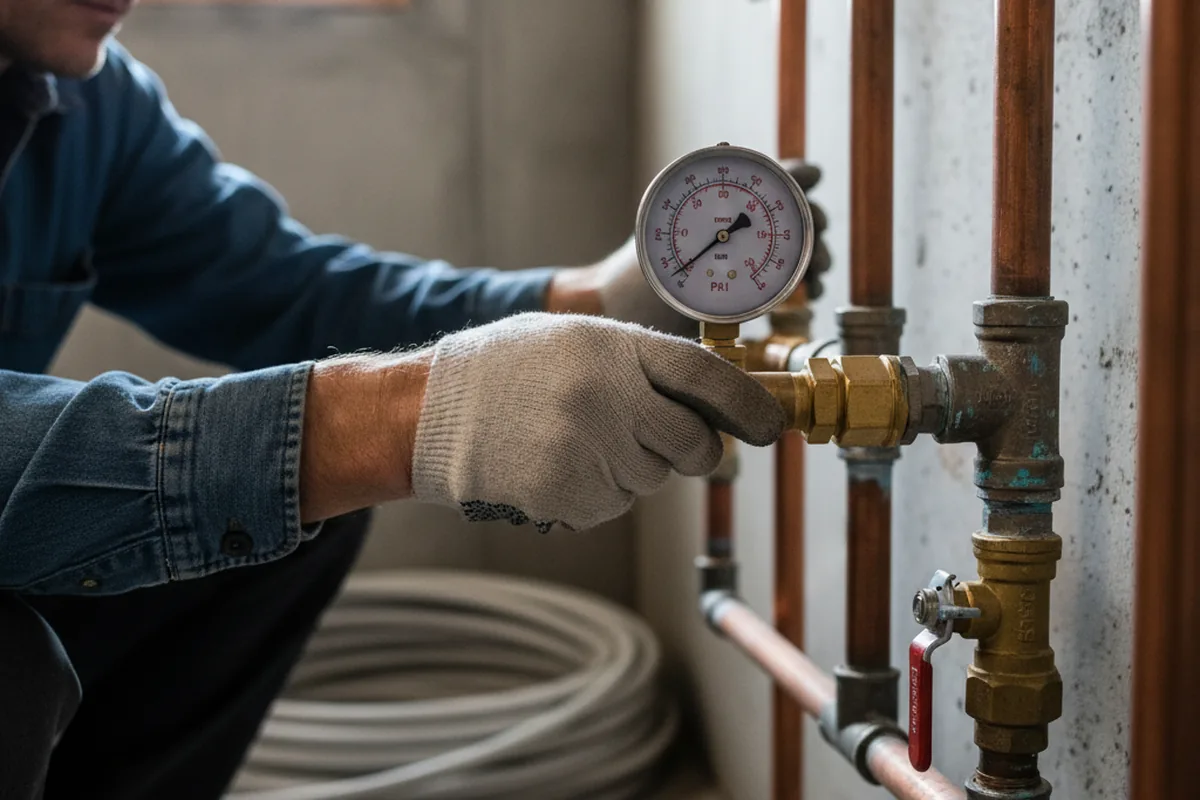 Pressure testing a repaired line during Water Line Repair in Bartlesville